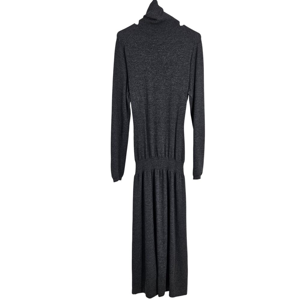 Jil Sander Avant Garde Sweater Dress Gray Wool Blend Knit Turtleneck Maxi Size M